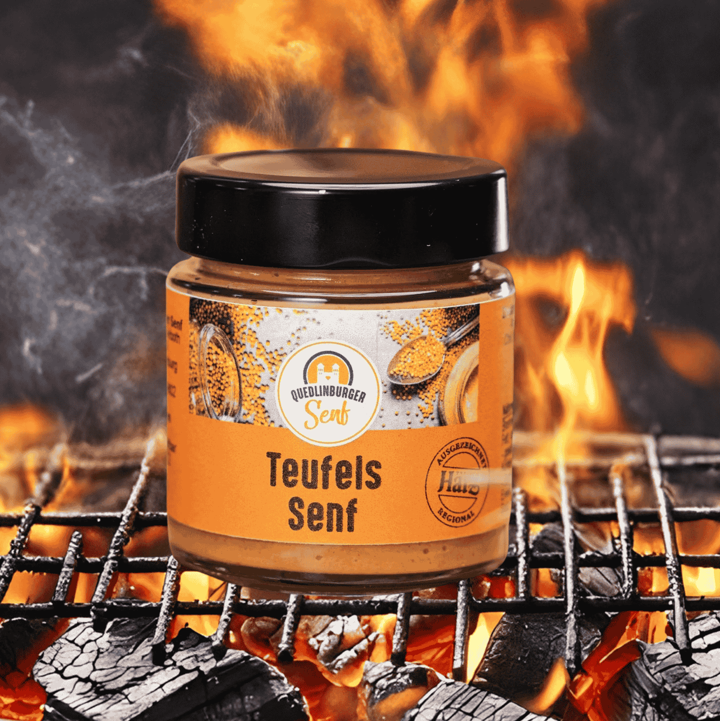 Teufels-Senf beim Grillen mit Feuer