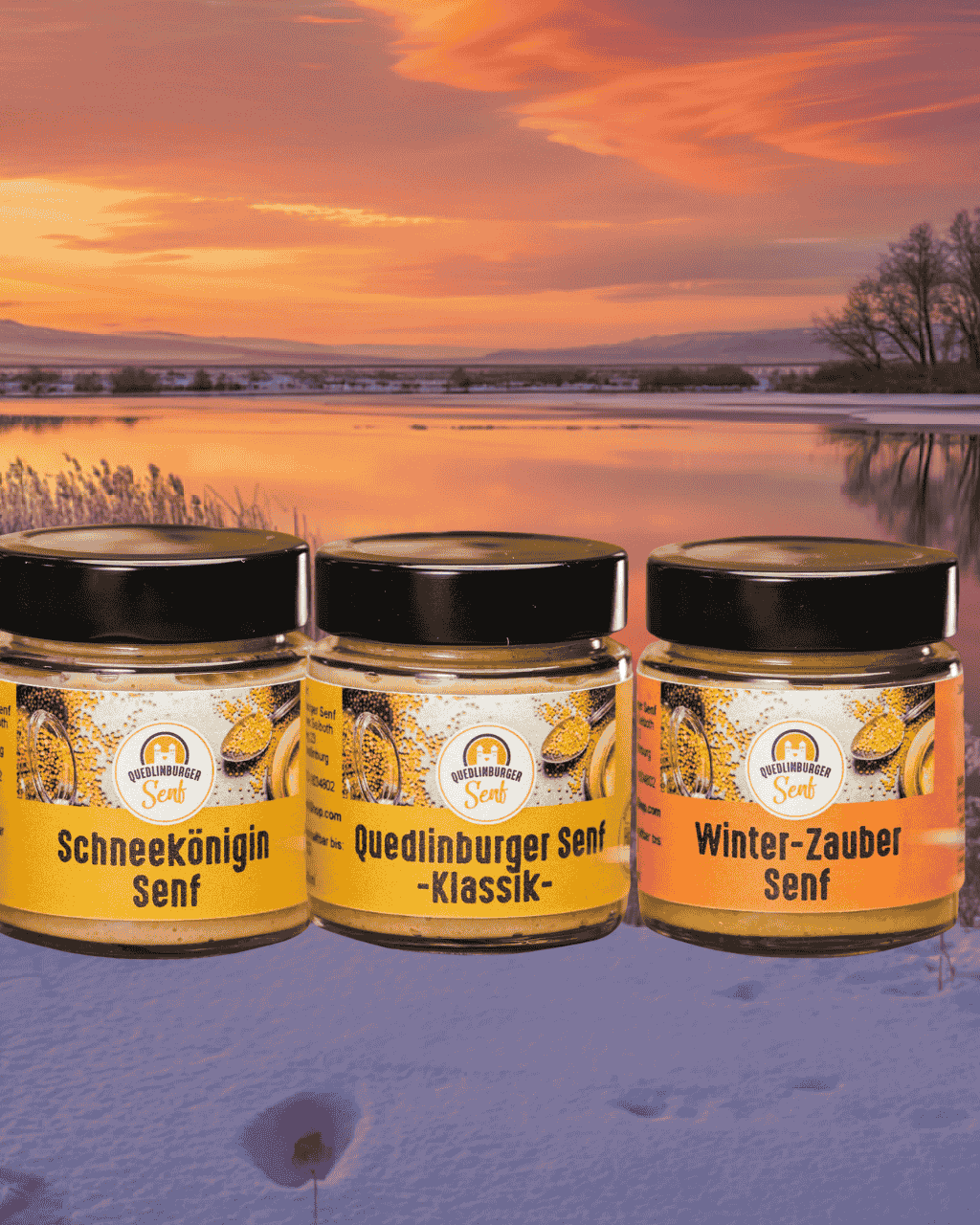 Schneekönigin, Klassik und Winterzauber Senf in Winterlandschaft