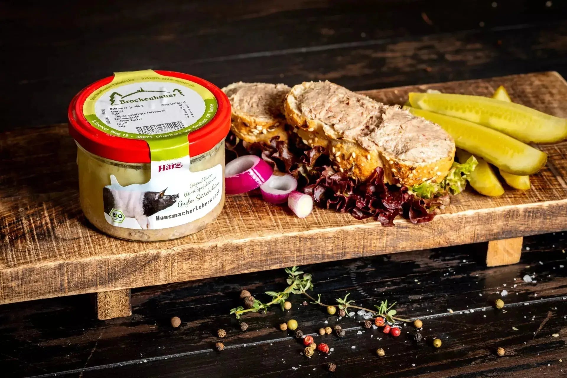 Hausmacher Leberwurst im Glas - senf - shop.com