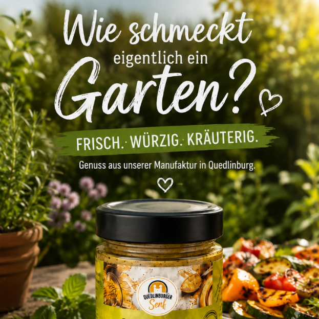 wie schmeckt Garten? Gärtner-Senf mit Brot und gegrilltem Gemüse