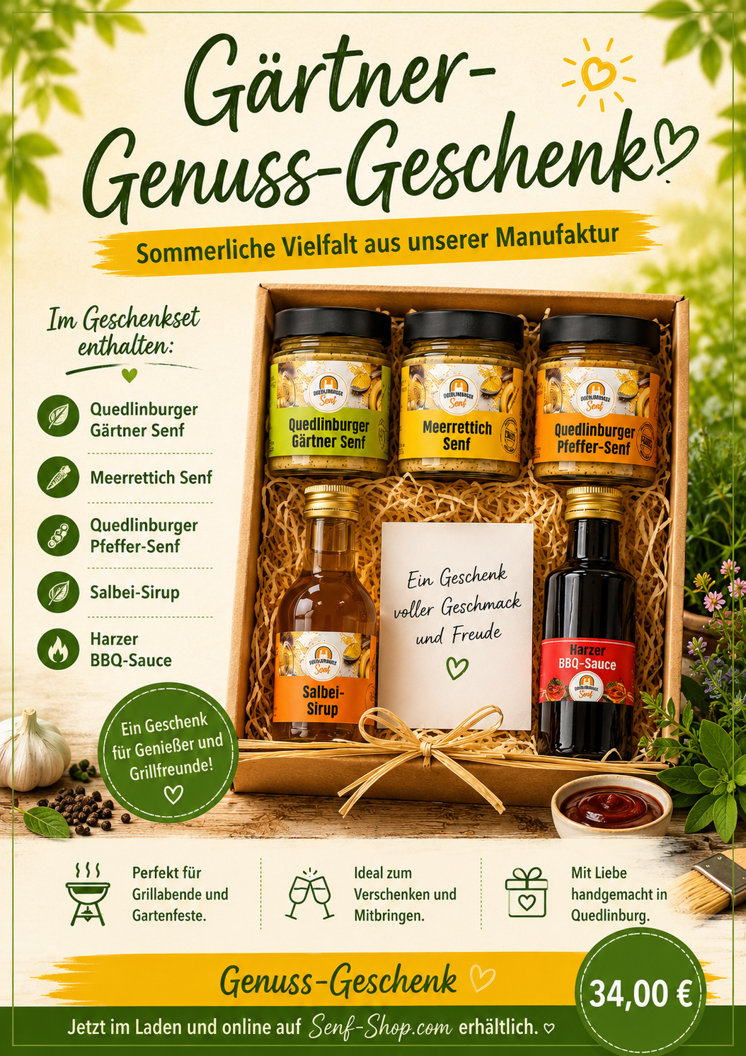 3x Senf und Salbei-Sirup+BBQ-Sauce