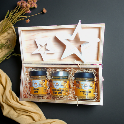 Dijon-Senf Geschenkset – feine Senf-Tradition in Holzkassette