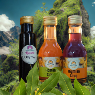 2Flaschen Sirup + 1 Flasche Oxymel in den Bergen