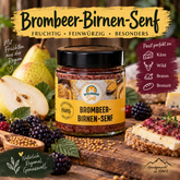 Brombeer-Birnen-Senf mit Birnen, Brombeeren und Brot und Senf