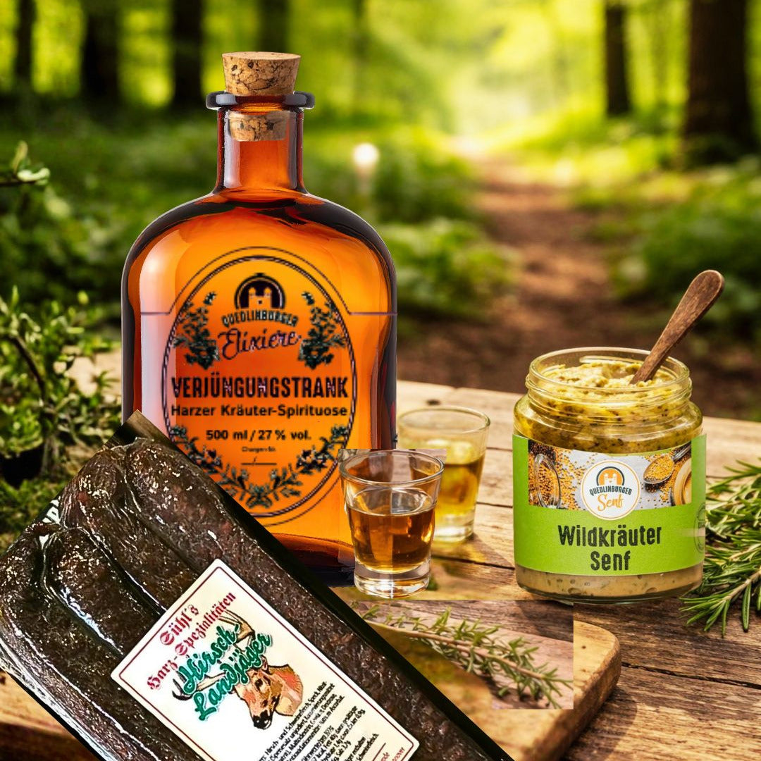 Wald-Picknick mit Verjüngungstrank+Wildkräutersenf+Hirschlandjäger