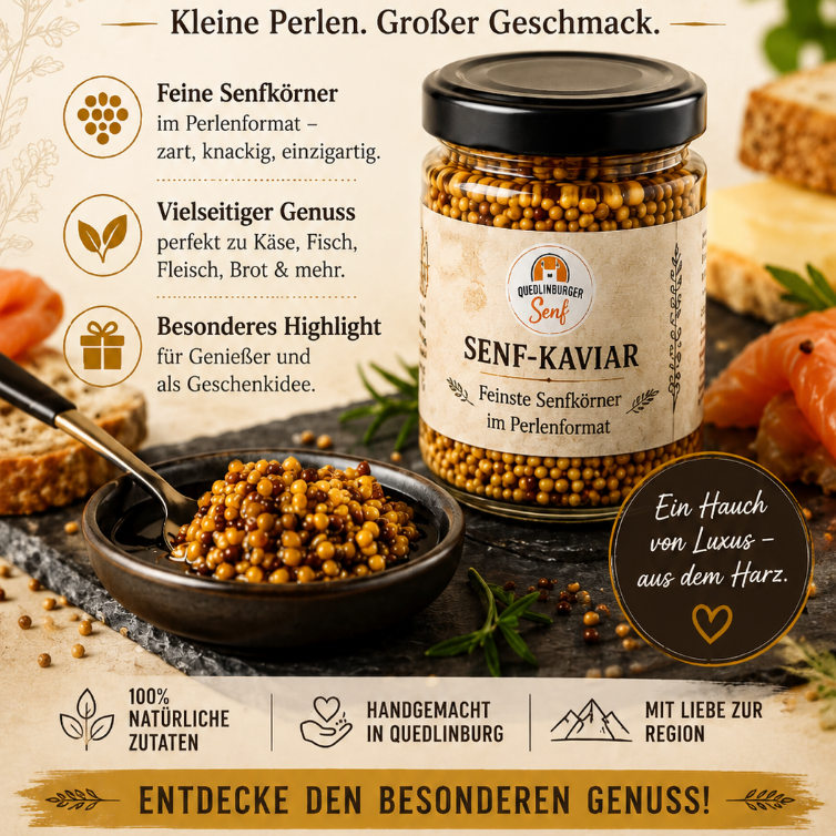 Senf-Kaviar: kleine Perlen - mit Lachs ganz groß