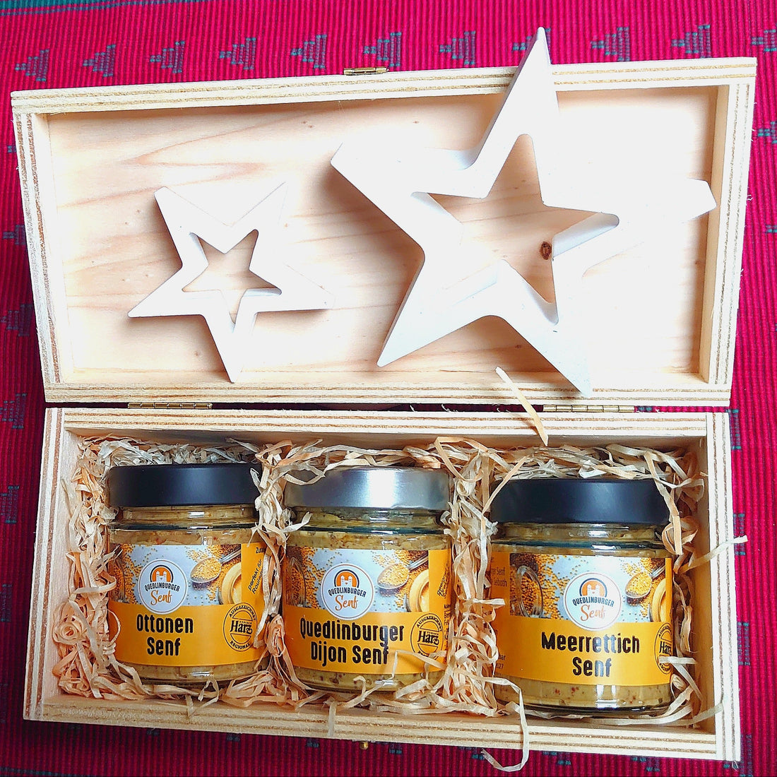 Geschenkverpackung Senf Holzkiste Handgemacht Weihnachten