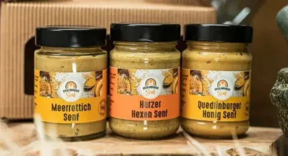 Geschenk - Set „Mama &amp; Papa“ – plastikfrei verpackte Senf - Genüsse aus Quedlinburg - senf - shop.com