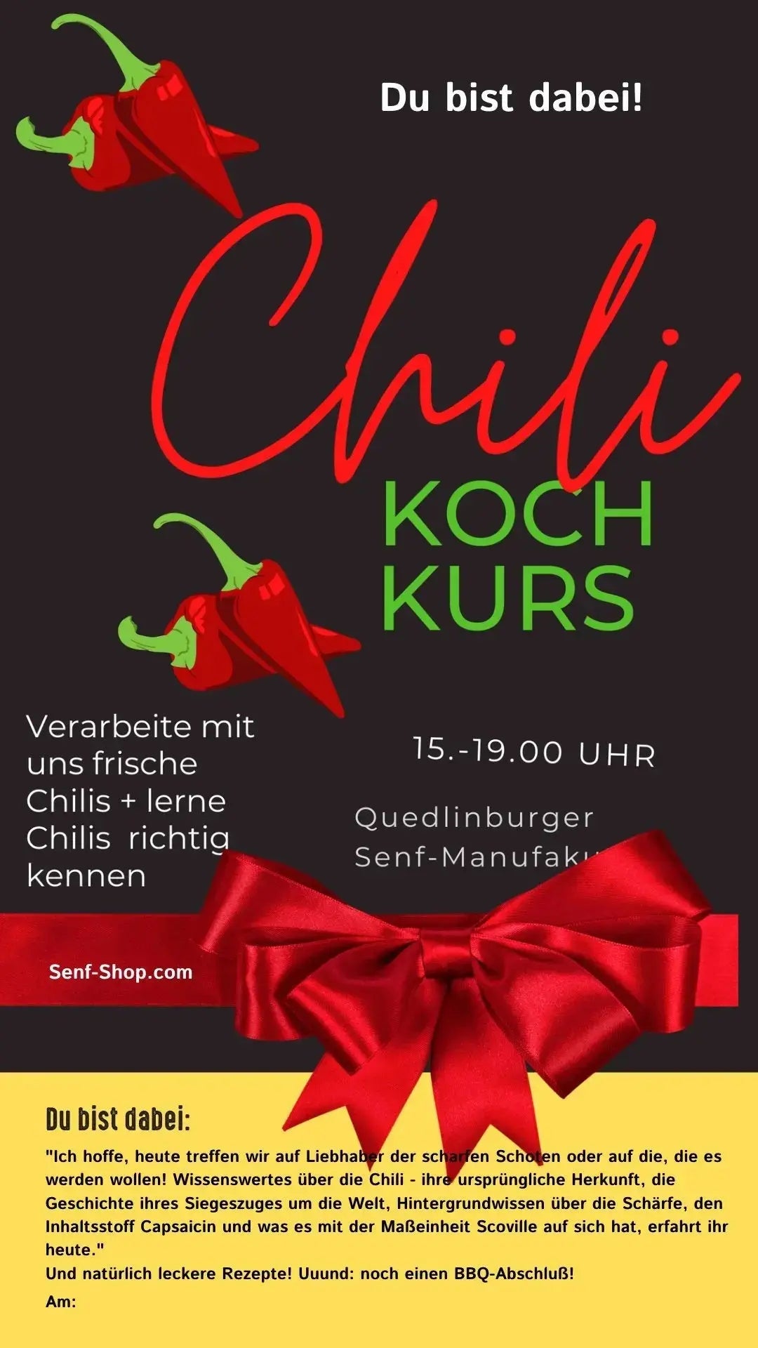 🌶️ Gutschein für den Chili - Kochkurs - senf - shop.com