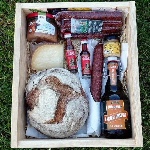Harzer Picknick - Kiste – nachhaltiges Geschenk mit regionalen Spezialitäten - senf - shop.com