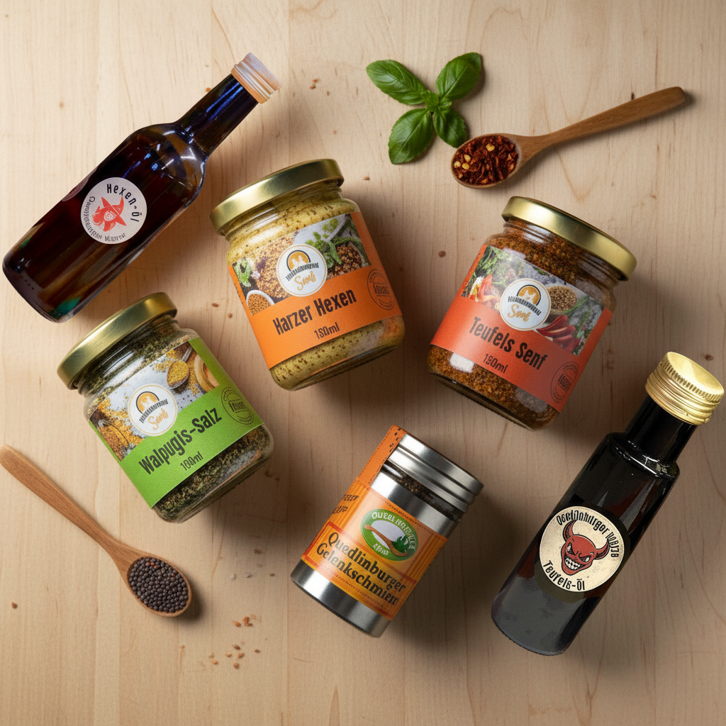 Hexenküche – Flatlay auf hellem Holz