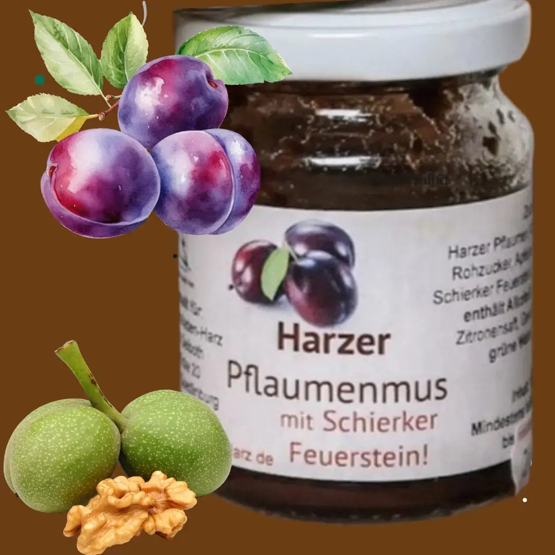 Pflaumenmus mit Schierker Feuerstein – Harzer Spezialität aus der Manufaktur Demmel - senf - shop.com