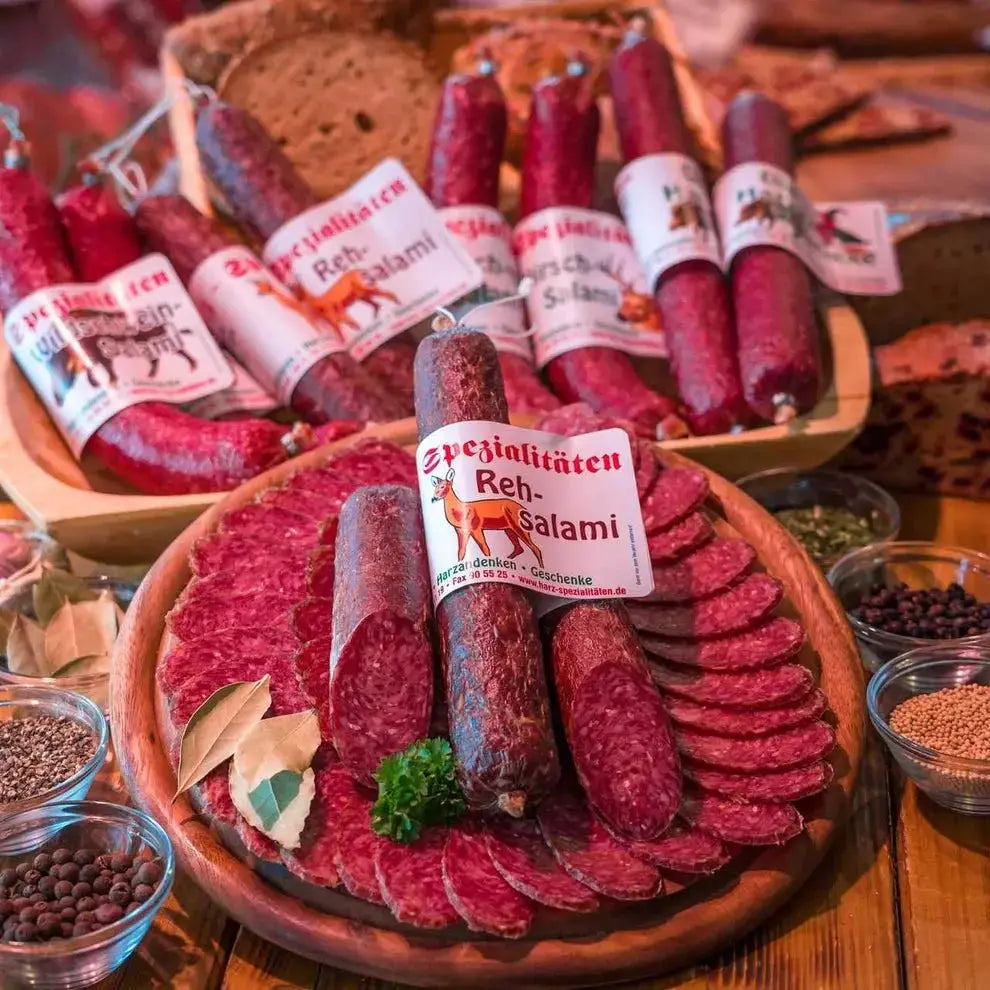 Reh - Salami aus dem Harz – handwerklich hergestellte Wildsalami - senf - shop.com