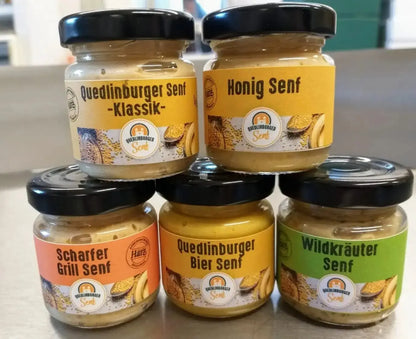 Senferlebnis - Probierset – 5 handgemachte Sorten zum Kennenlernen - senf - shop.com