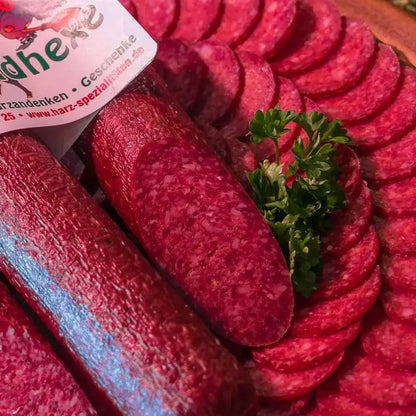 Wild - Hexe aus dem Harz – kräftige Wildsalami aus zwei Wildsorten - senf - shop.com
